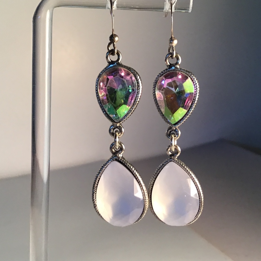 Drop Earrings / Rainbow Crystal And Moon Glow Costume